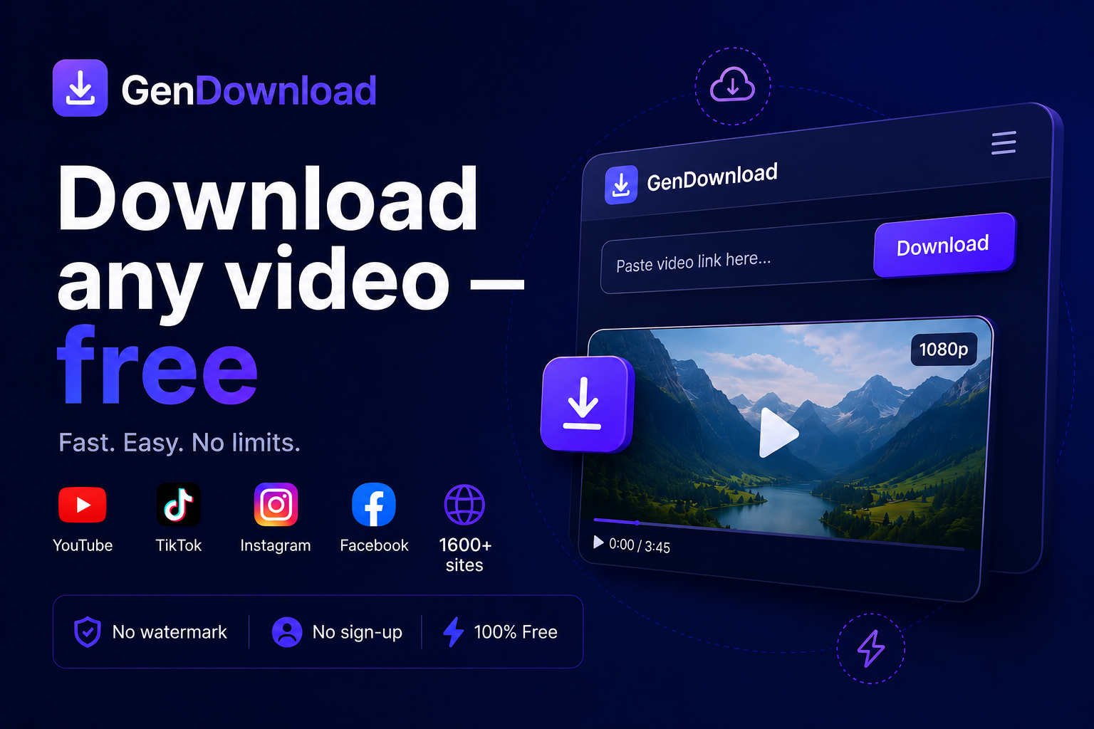 Ảnh xem trước Free All-in-One Video Downloader · GenDownload